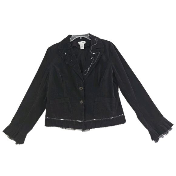 West Pacific ~Woman Size L~ Brown Velvet Embellished Blazer Jacket Unlined. - Picture 6 of 16